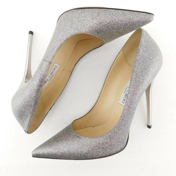 Jimmy Choo Anouk stiletto heels silver sparkly point toe New Year’s Eve holiday - Picture 10 of 10